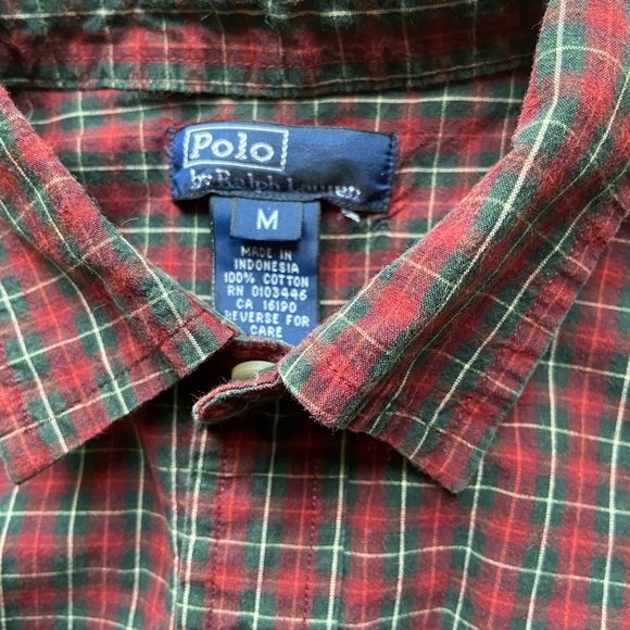 Big Kids Red & Green Polo Buttondown Great for Christmas Thanksgiving - Picture 2 of 5
